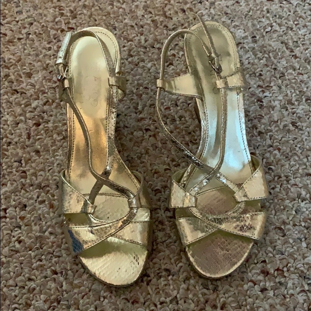 Franco Sarto gold wedges